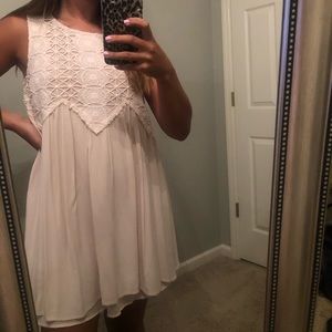 cream crochet top mini dress